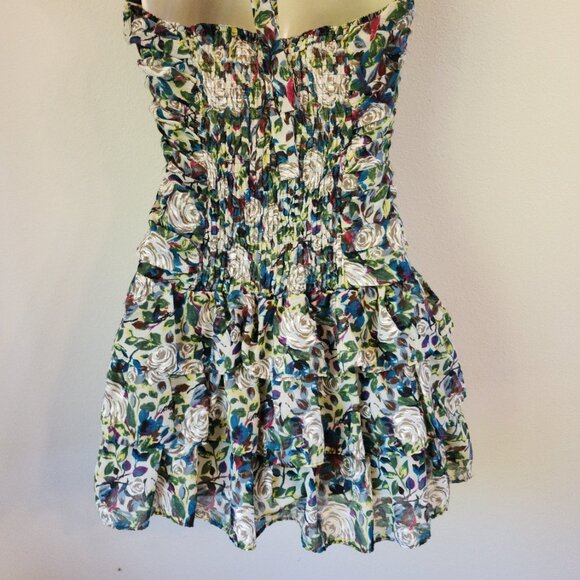 Y2K Papaya Babydoll Halter Neck Tank Top Smoked Boddy RUffle Zip Women S Retro - Picture 10 of 14